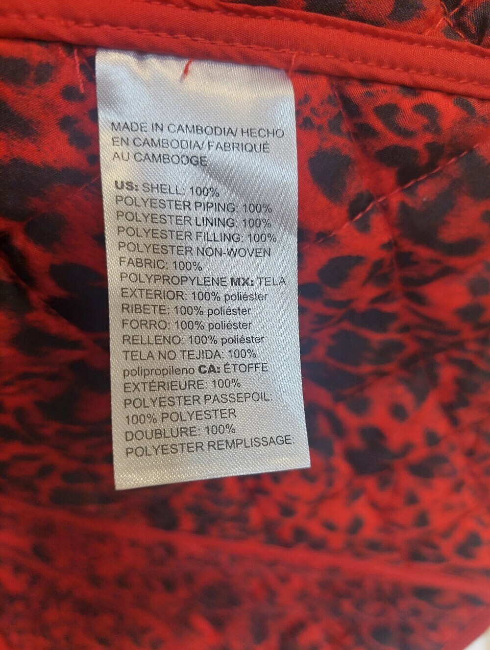 Chico's Quilted Red Button-Front Puffer Jacket - Picture 5 of 6